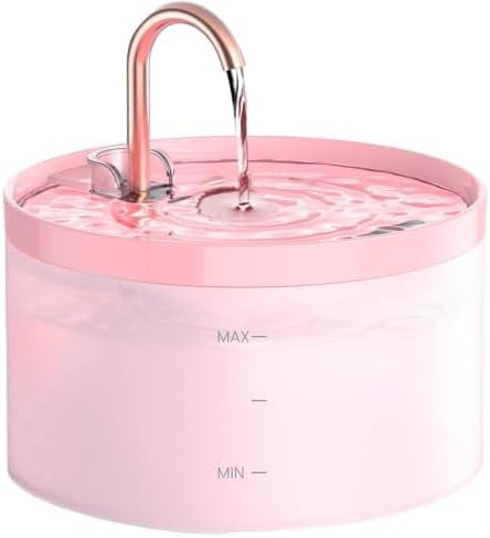 Pink Cat Water Fountain – 2.4L Transparent Tank with Stainless Steel Spout and Ultra-Quiet USB Operation