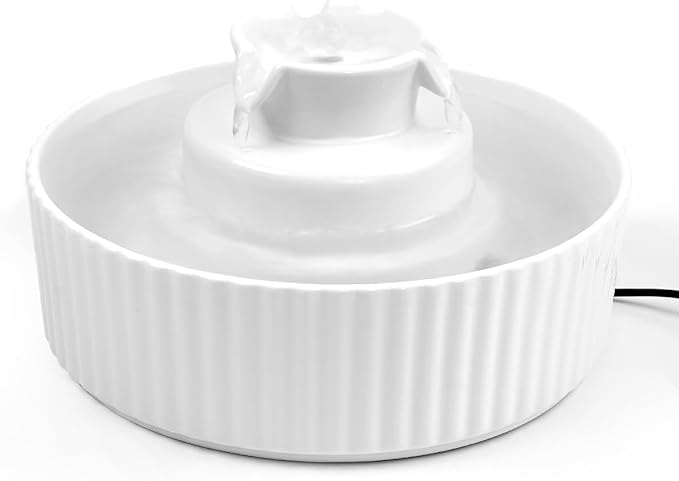 Ceramic Cat Water Fountain – 2.0L Hygienic Pet Drinking Dispenser with Dual Spouts, Quiet Pump & Easy-Clean Design