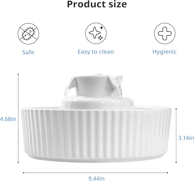 Ceramic Cat Water Fountain – 2.0L Hygienic Pet Drinking Dispenser with Dual Spouts, Quiet Pump & Easy-Clean Design