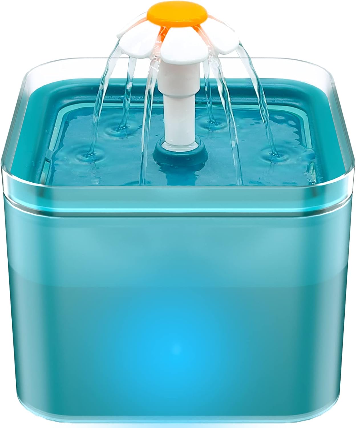 Automatic Cat Water Fountain with Flower Spout – 2.4L Transparent Pet Drinking Dispenser, Ultra-Quiet Pump