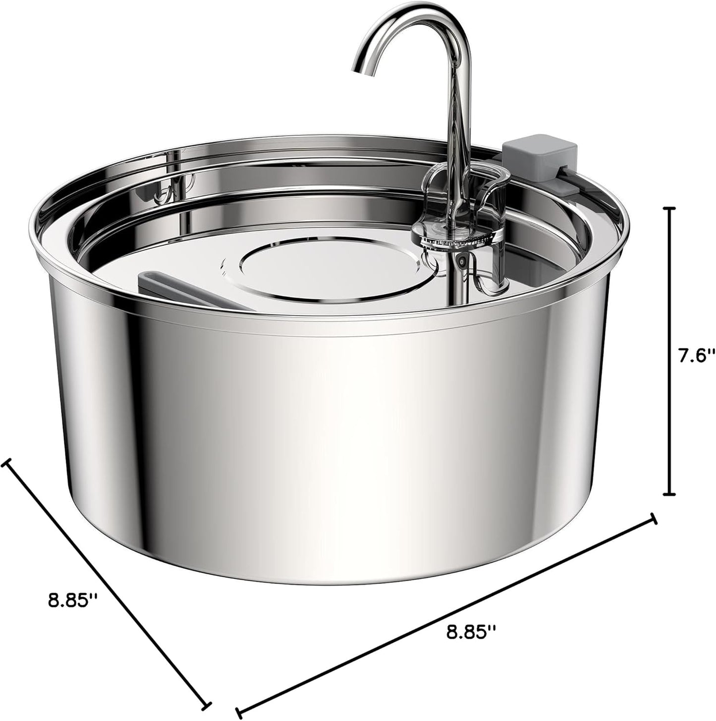 304 Stainless Steel Cat Water Fountain – 2.5L Elevated Spout Pet Drinking Dispenser with Quiet Pump & Multi-Layer Filtration