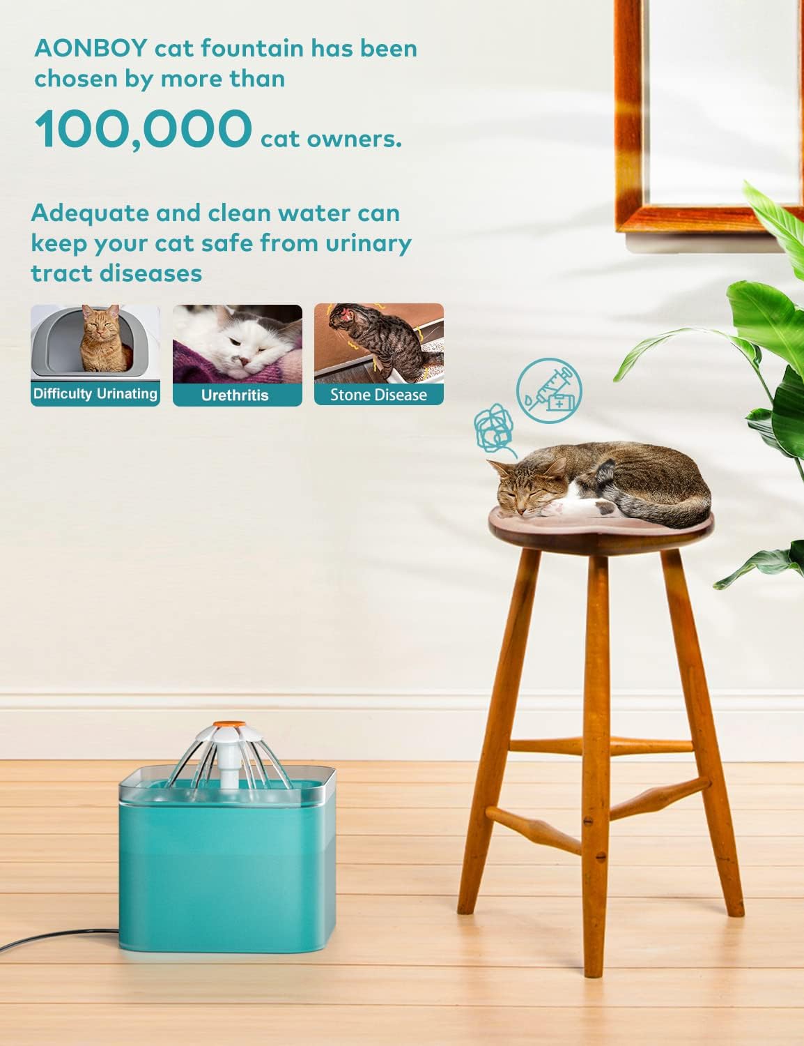 Automatic Cat Water Fountain with Flower Spout – 2.4L Transparent Pet Drinking Dispenser, Ultra-Quiet Pump