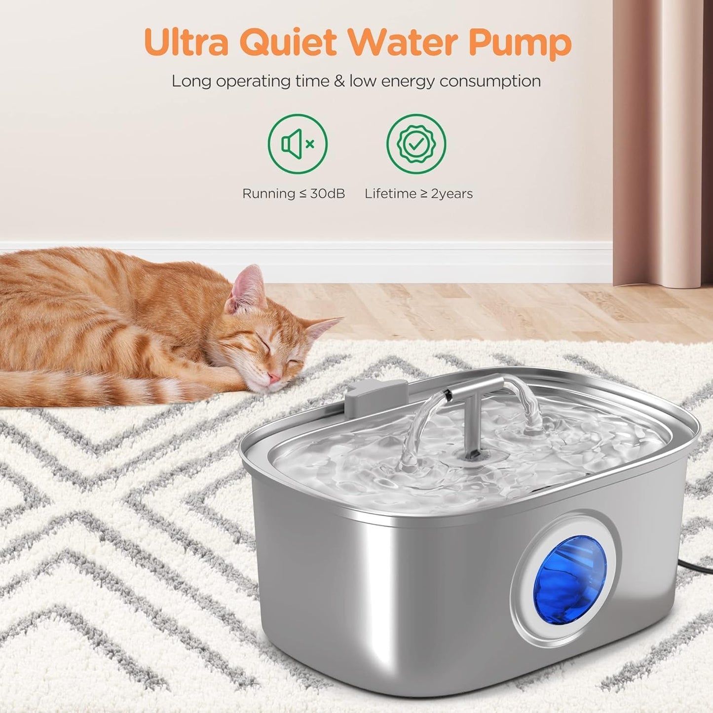 3.2L Large Capacity Cat Water Fountain – Ultra-Quiet Pump, Transparent Tank with Multi-Layer Filtration
