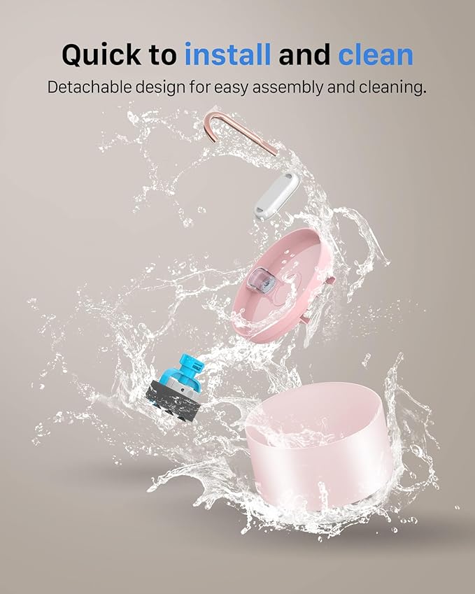 Pink Cat Water Fountain – 2.4L Transparent Tank with Stainless Steel Spout and Ultra-Quiet USB Operation