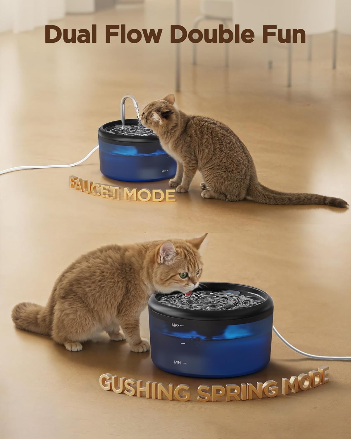 2.4L Automatic Cat Water Fountain – Ultra-Quiet Pet Drinking Dispenser with Visible Water Level and Stainless Steel Spout