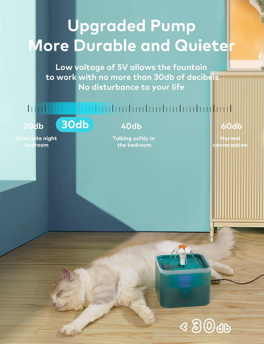 Automatic Cat Water Fountain with Flower Spout – 2.4L Transparent Pet Drinking Dispenser, Ultra-Quiet Pump