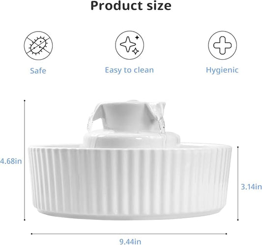 Ceramic Cat Water Fountain – 2.0L Hygienic Pet Drinking Dispenser with Dual Spouts, Quiet Pump & Easy-Clean Design