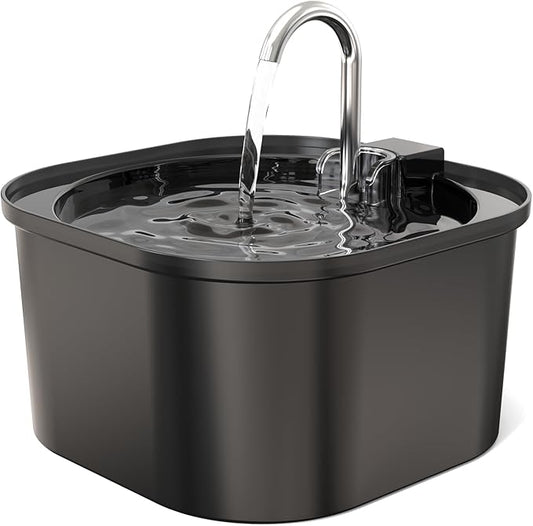 Modern Black Cat Water Fountain – 2.5L Quiet Automatic Pet Drinking Dispenser with Stainless Steel Spout