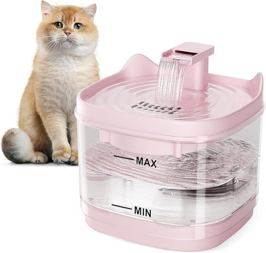 5° Tilted Spout Cat Water Fountain – 2.0L Transparent Pet Drinking Dispenser with Silent Circulation and Easy USB Power