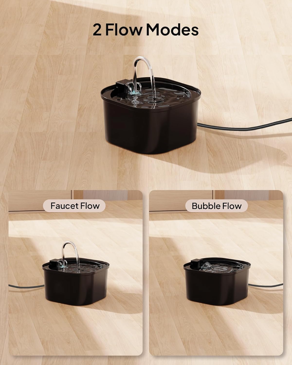 Modern Black Cat Water Fountain – 2.5L Quiet Automatic Pet Drinking Dispenser with Stainless Steel Spout