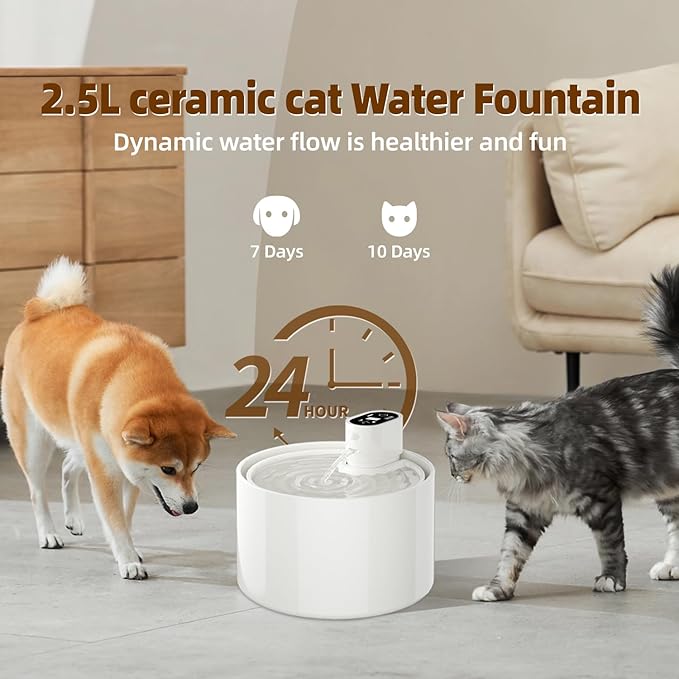 Smart Cat Water Fountain – 2.0L Automatic Pet Dispenser with Digital Display, Touch Control, and Quiet Circulation System